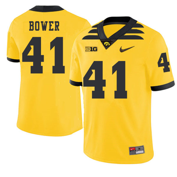 2019 Men #41 Bo Bower Iowa Hawkeyes College Football Alternate Jerseys Sale-Gold